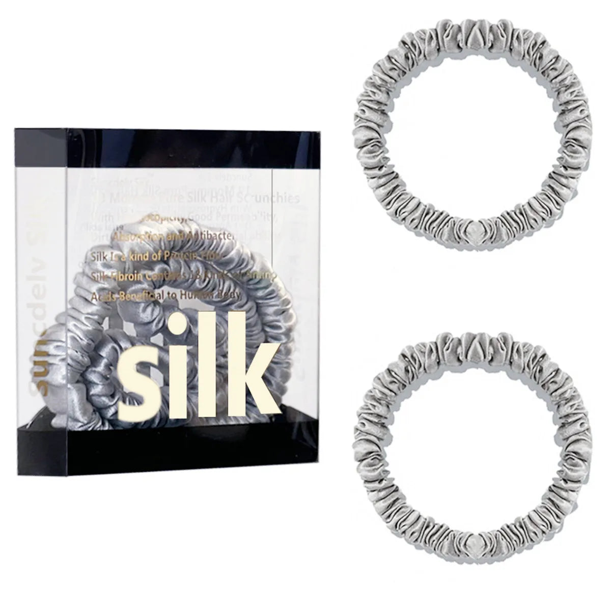 Mulberry Silk Scrunchie Gift Box – 2 Pack Real Silk Hair Ties