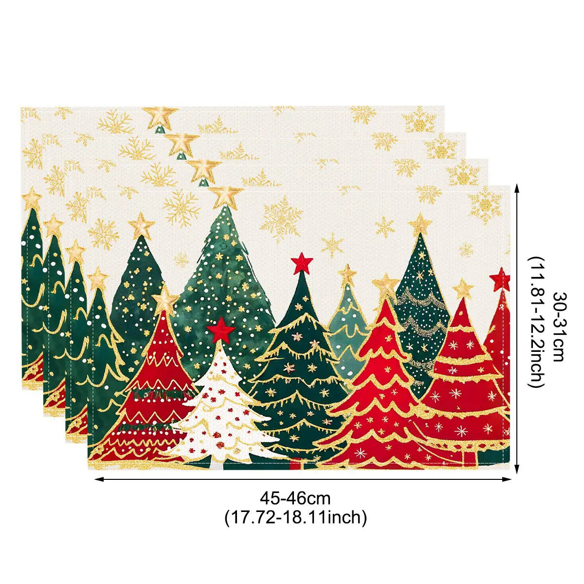 Linen Christmas Placemats – Santa & Festive Print Table Mats (1 or 4 Pack)