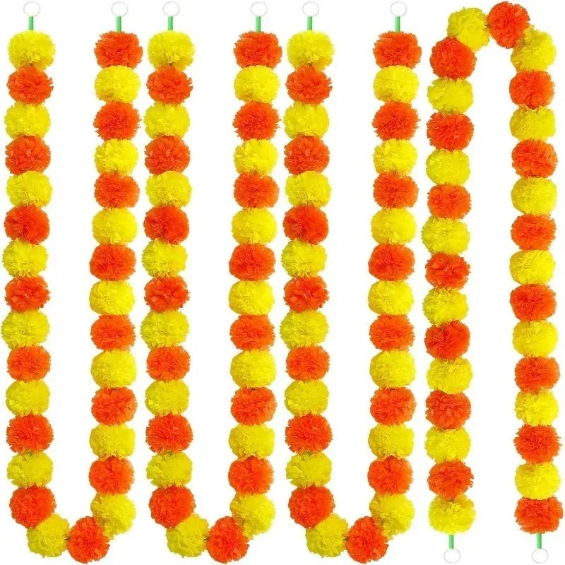 Artificial Marigold Garland 150cm – Diwali, Wedding & Puja Flower Garland (Toran)