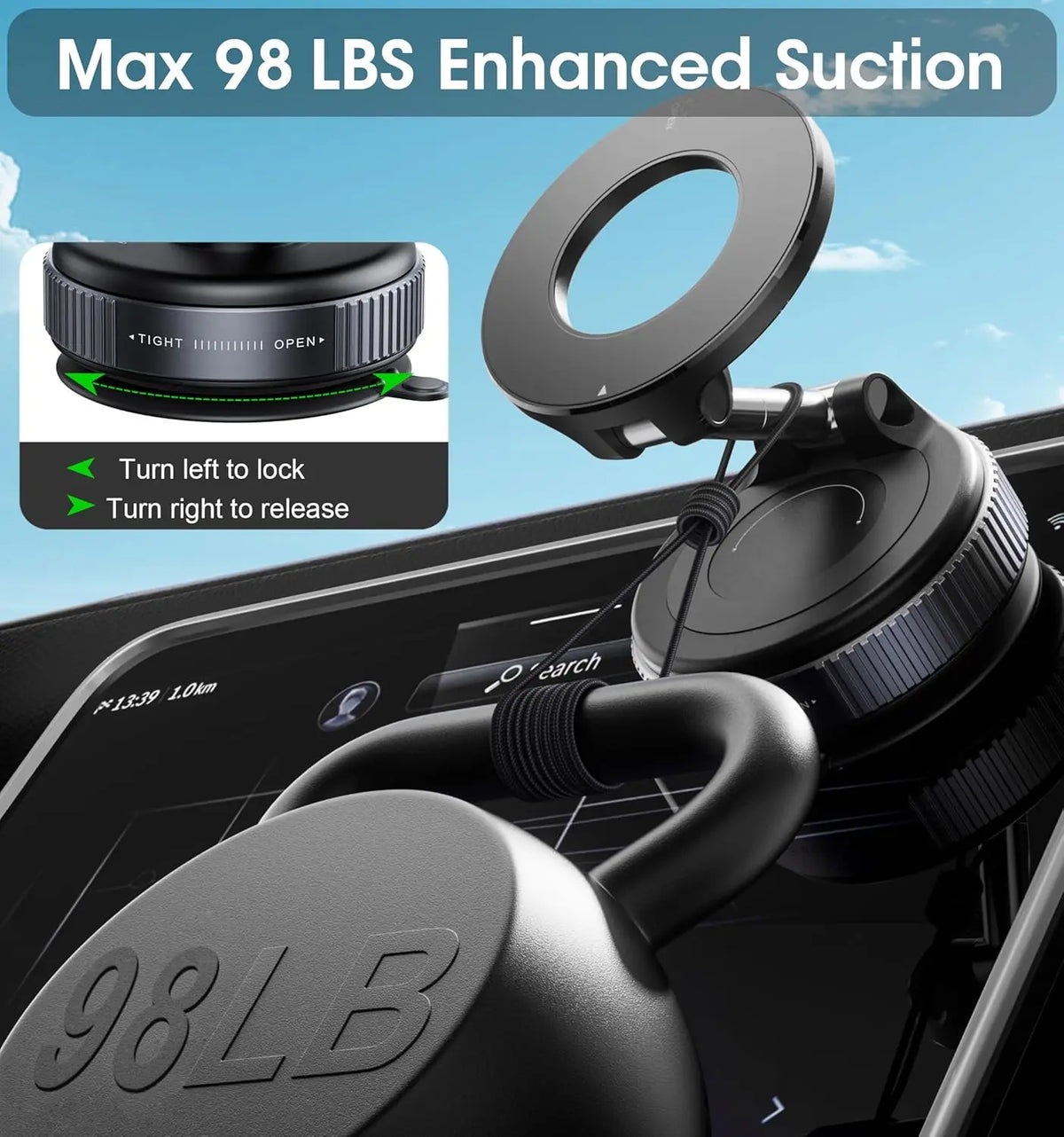 Magnetic Car Phone Holder – Suction Cup 360° Dashboard & Windscreen Mount