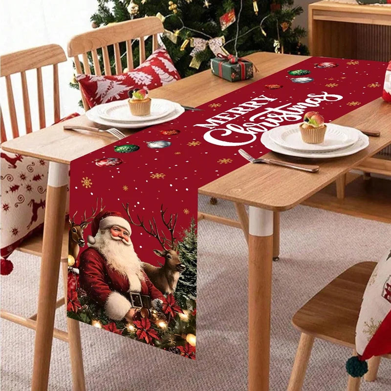 Vintage Santa Christmas table runner