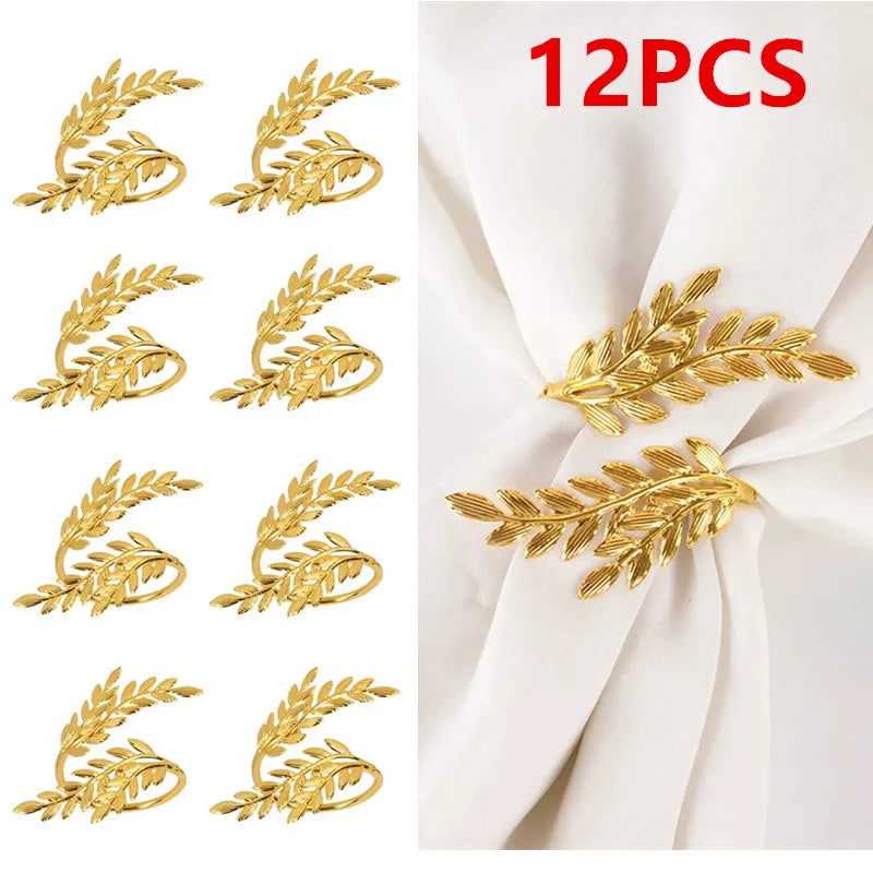 Gold leaf metal napkin rings