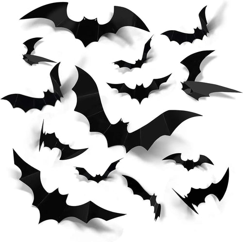 3D black Halloween bat wall stickers on a wall