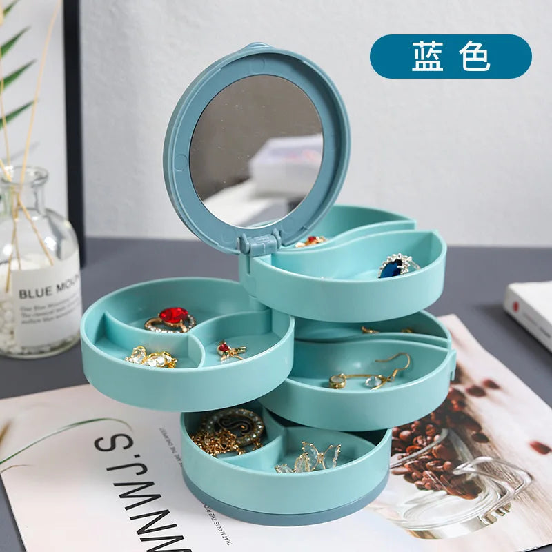 Rotating Jewellery Organiser with Mirror – Multi-Layer Jewellery Box