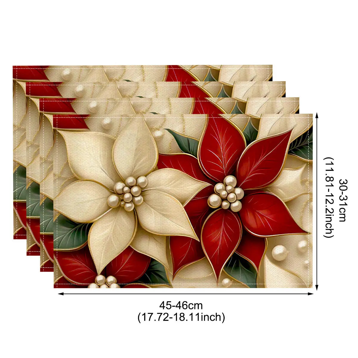 Linen Christmas Placemats – Santa & Festive Print Table Mats (1 or 4 Pack)