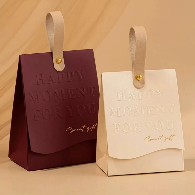 PU Leather Favour Boxes with Handle – 10 Pack Reusable Wedding & Party Gift Boxes