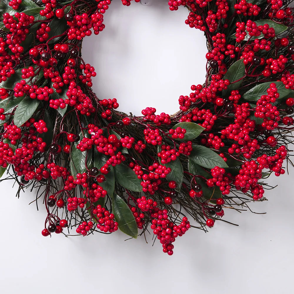 Handmade Christmas Wreath for Front Door – Red Berry, Cypress & Eucalyptus 45 cm