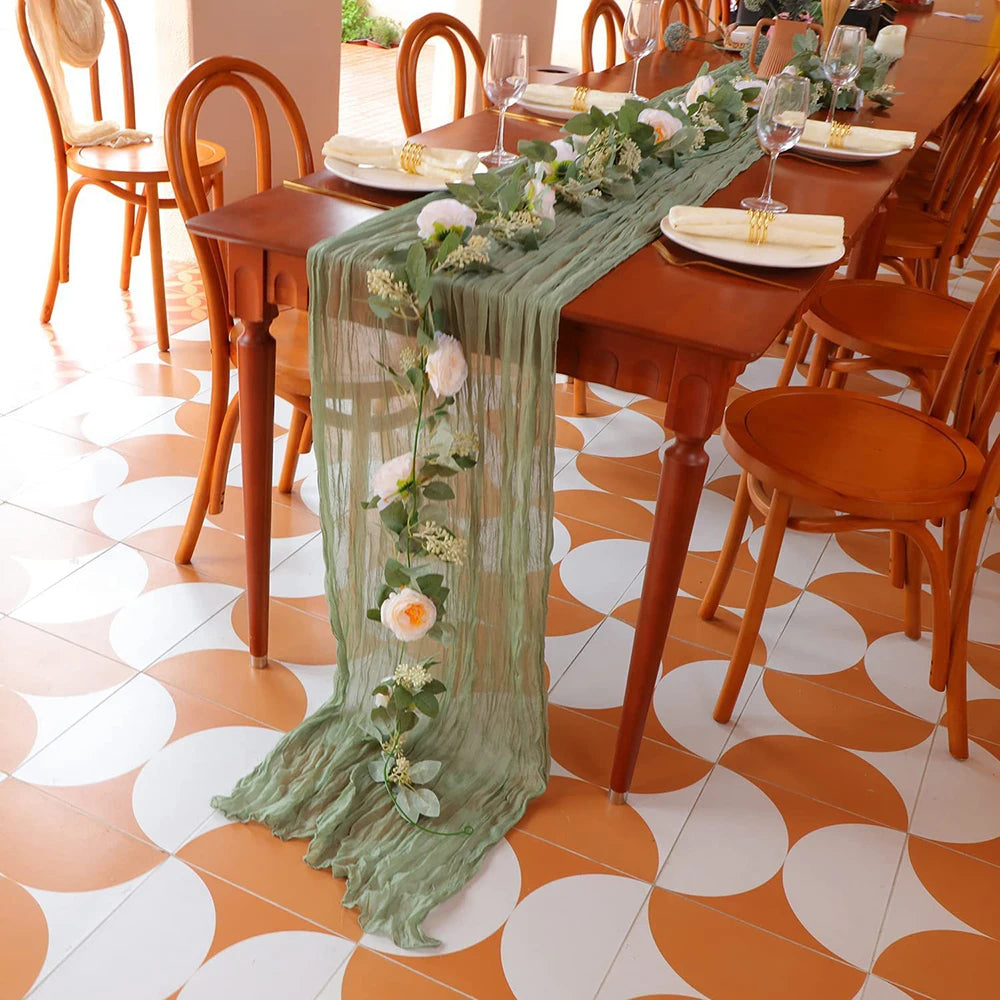Cheesecloth Table Runner – Semi-Sheer Gauze Runner for Christmas & Weddings