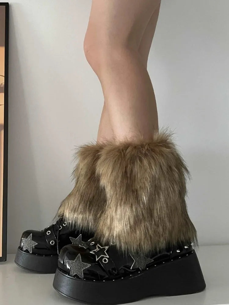 Faux Fur Leg Warmers – Fluffy Boot Covers (15 to 40 cm)