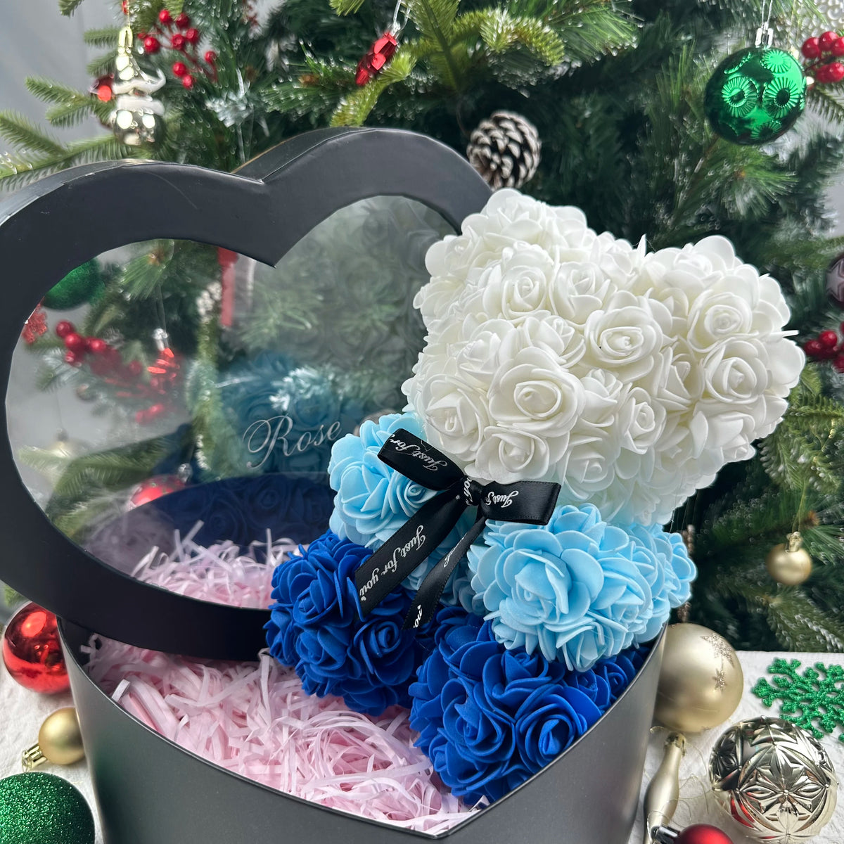 Rose Teddy Bear 25cm – Forever Rose Bear Gift for Her, With or Without Gift Box