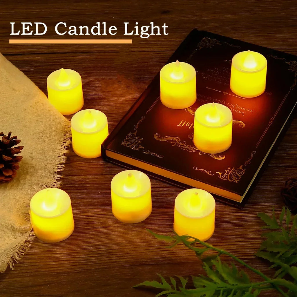 Flameless LED Tealights – 24 or 50 Pack Flickering Battery Tea Lights for Tables, Weddings & Christmas
