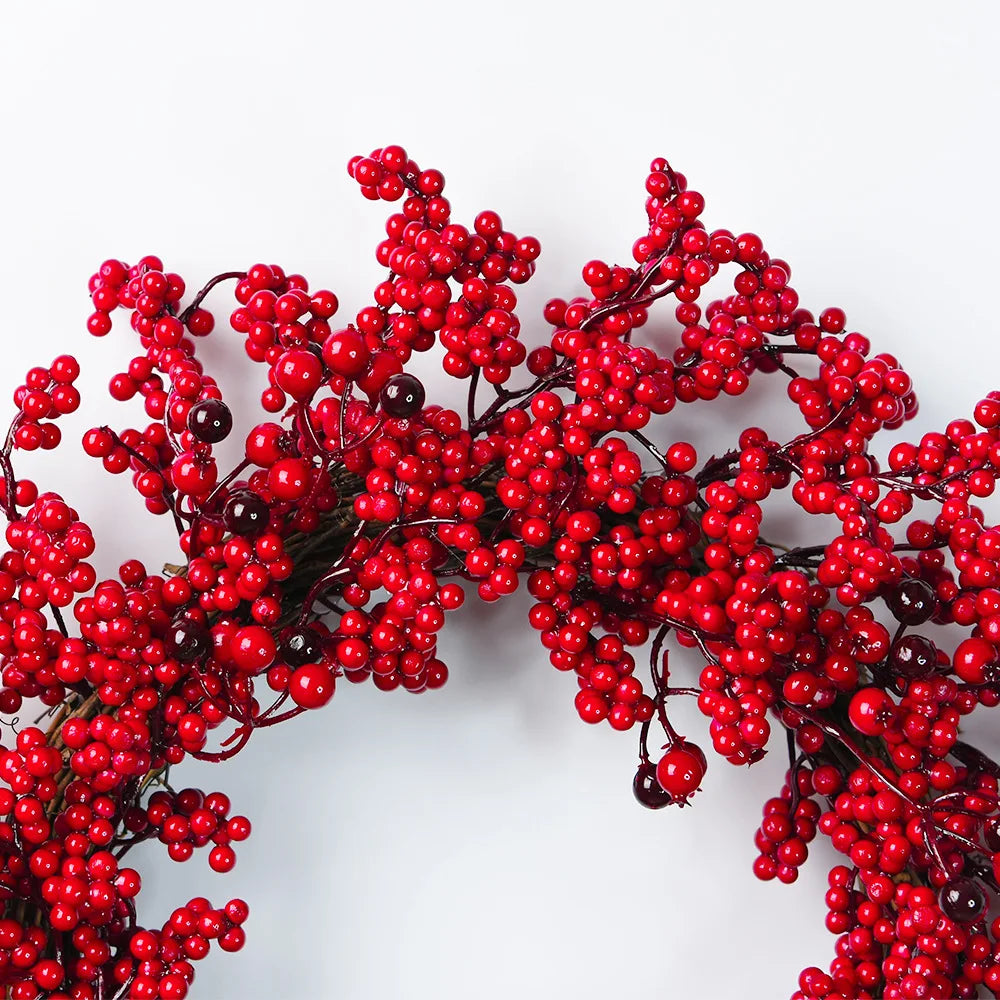 Handmade Christmas Wreath for Front Door – Red Berry, Cypress & Eucalyptus 45 cm