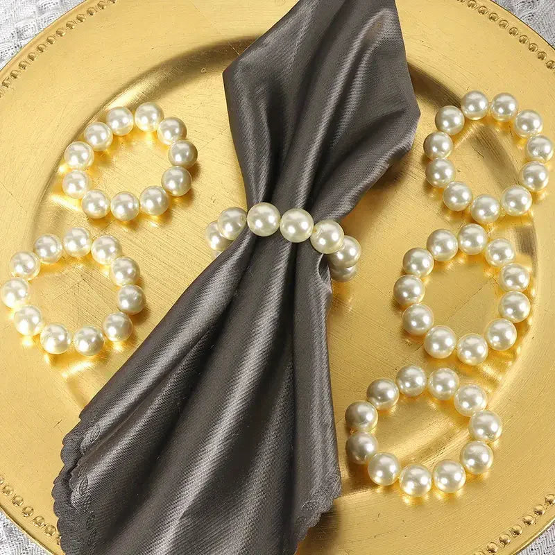 Pearl Napkin Rings – Set of 12 Elegant Napkin Holders for Christmas & Weddings