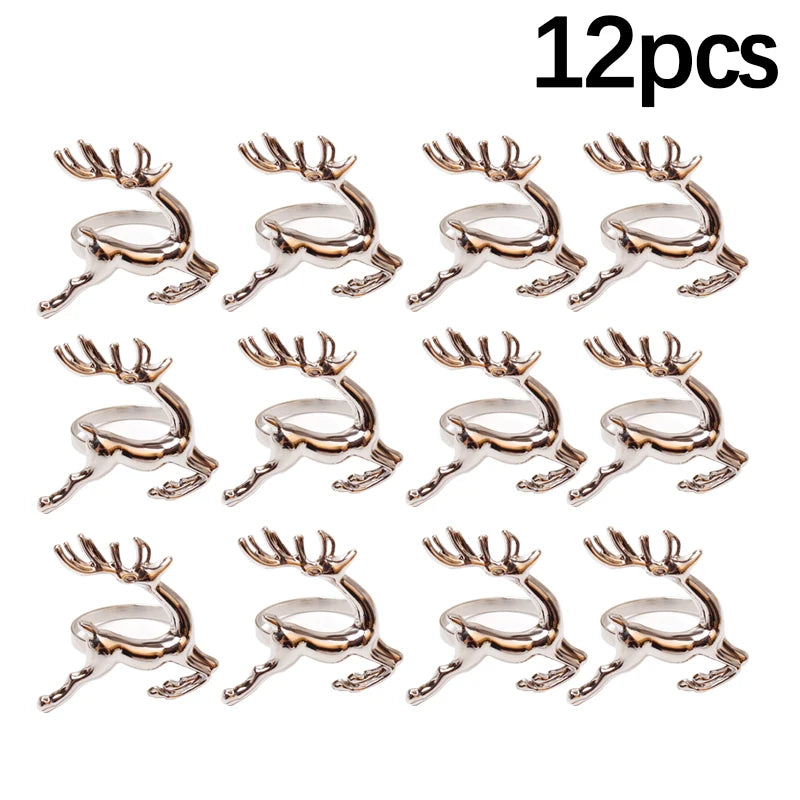 Reindeer Napkin Rings – Gold or Silver Christmas Napkin Holders (1, 6 or 12)