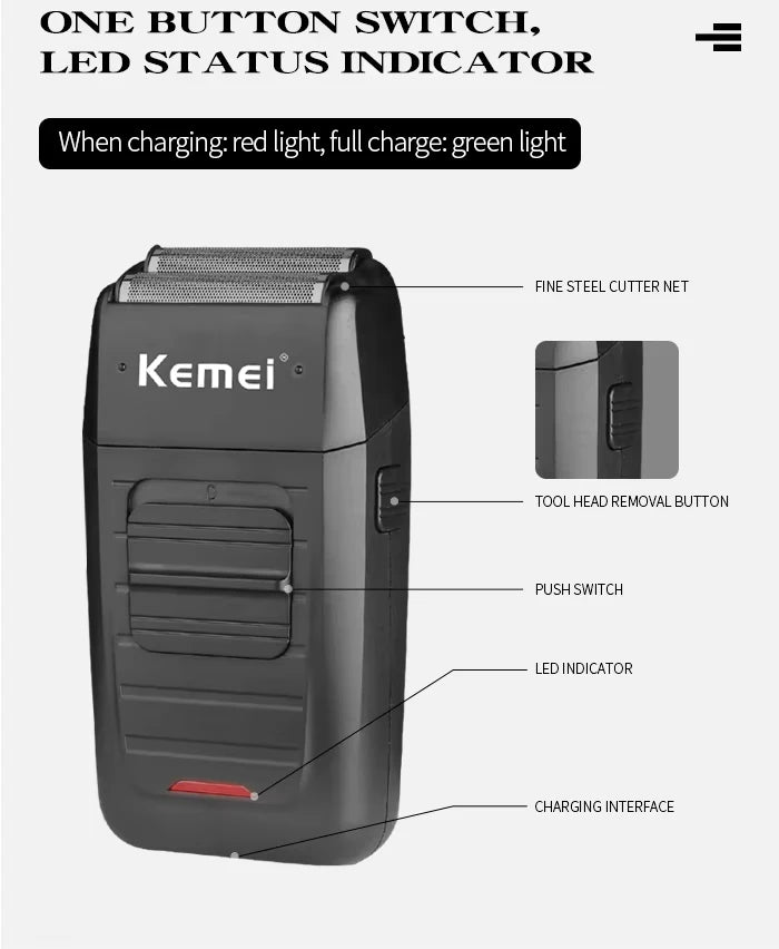 Kemei Cordless Hair Clippers – USB Rechargeable Trimmer for Men