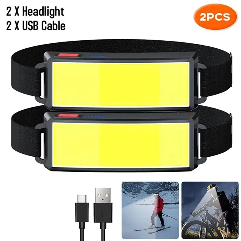 Rechargeable COB Headlamp – USB-C Head Torch for Camping & DIY