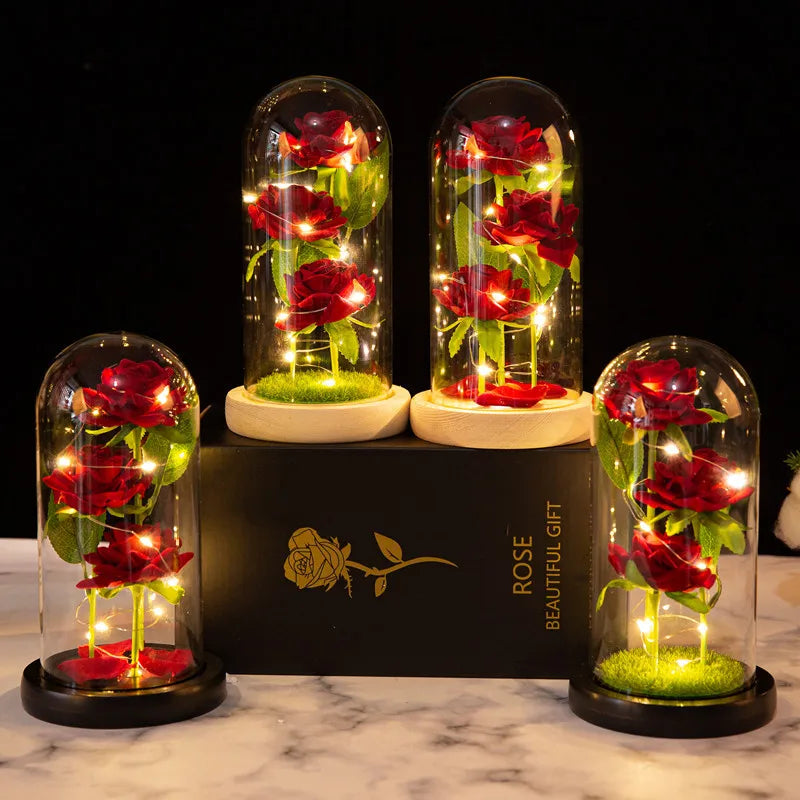 Galaxy Rose with LED Lights – Three Light-Up Forever Roses Gift