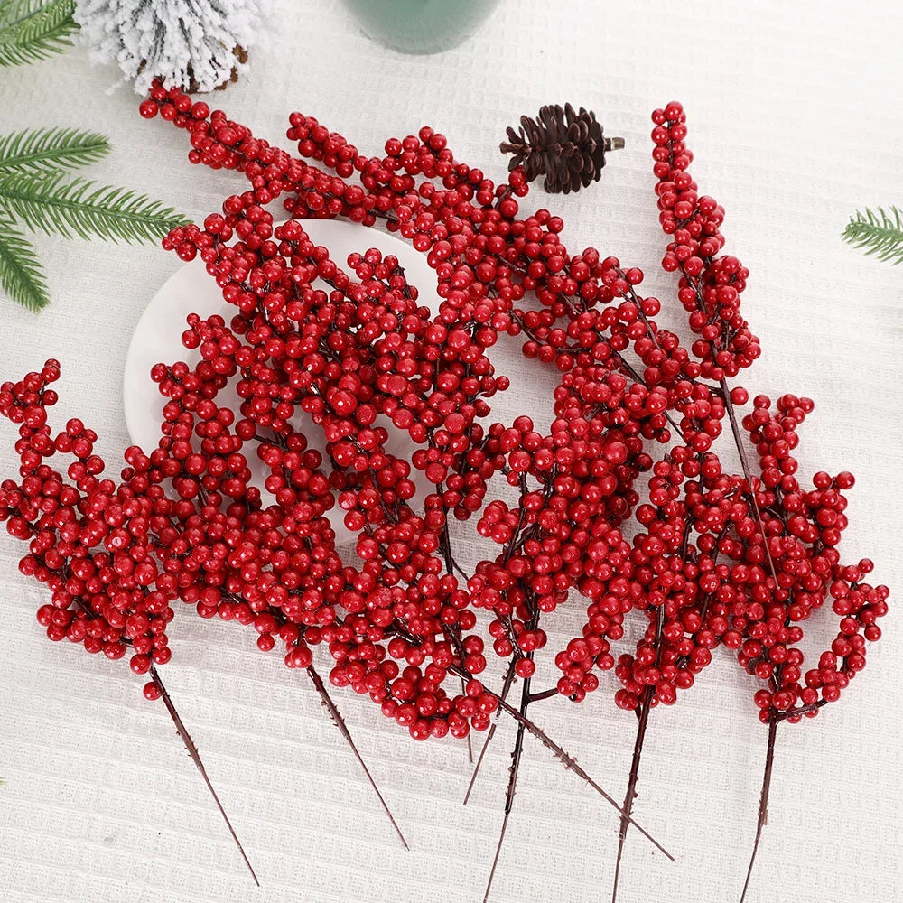 Red Holly Berry Stems – Artificial Christmas Berry Picks (1 to 50 Branches)