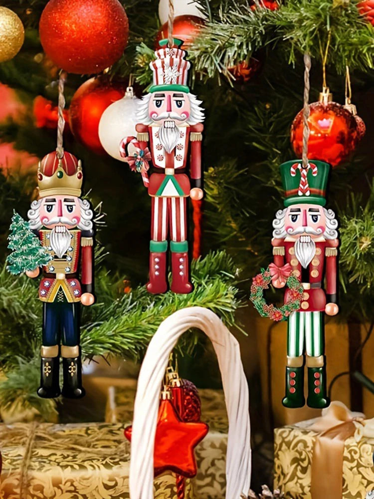 Wooden Nutcracker Ornaments – Set of 12 Hanging Christmas Tree Decorations