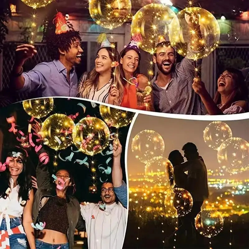 Light-Up LED Bobo Balloons – 5 Pack Clear Glow Balloons with Fairy Lights for Parties & Weddings