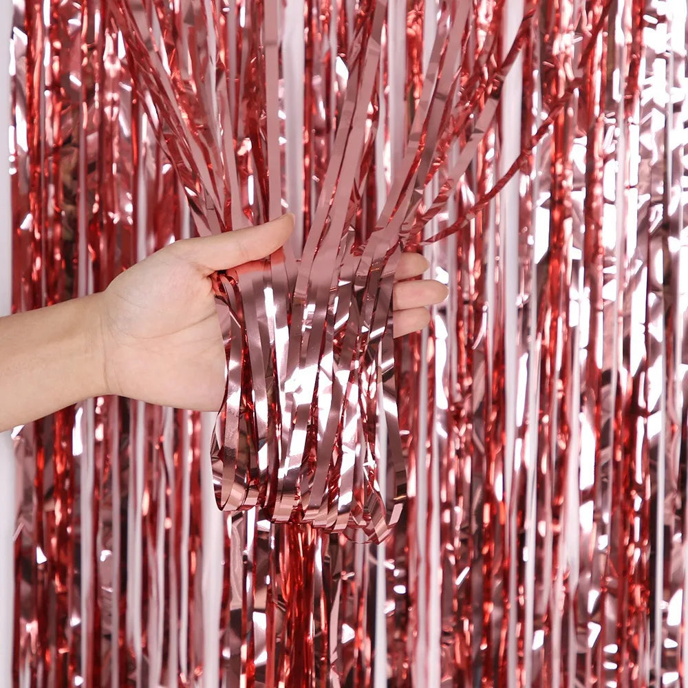 Metallic Foil Fringe Curtain – 1 x 2 m Tinsel Party Backdrop