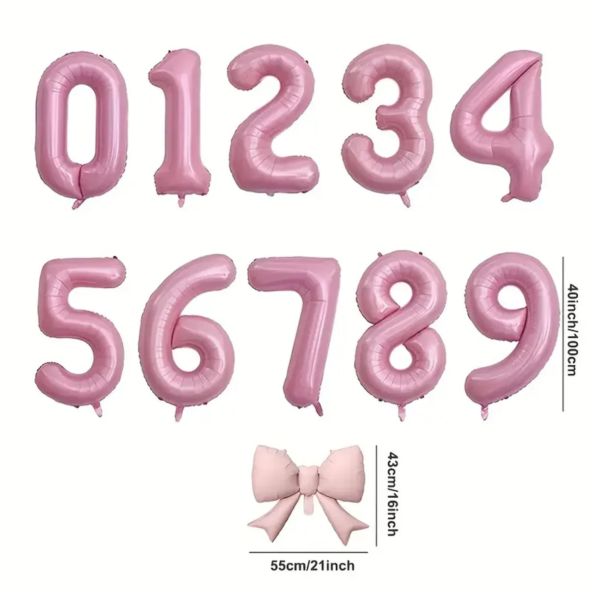 40 in Pink Bow Number Balloon – Giant Foil Birthday Number 0–9