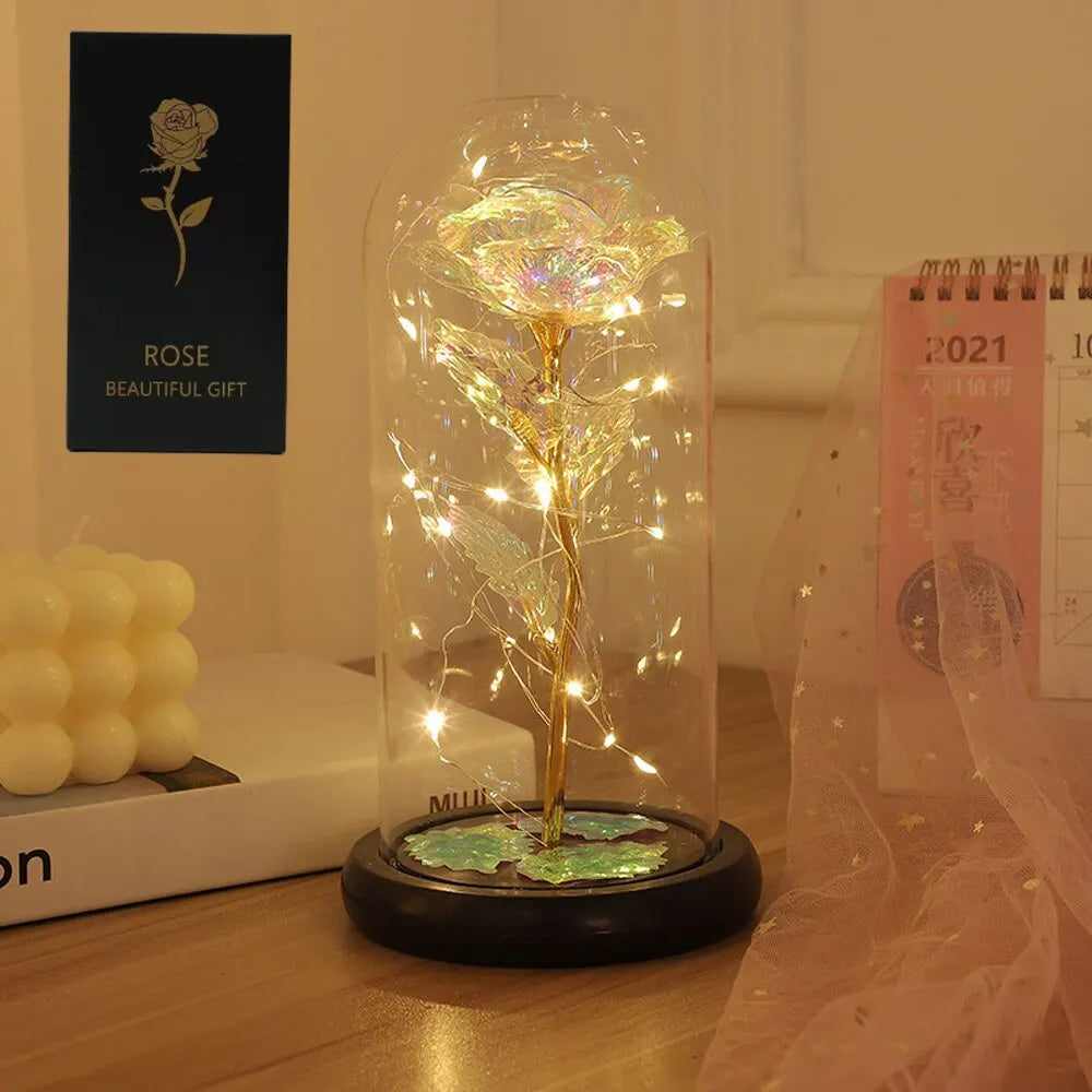 LED Galaxy Rose in Glass Dome – Light-Up Eternal Rose Gift