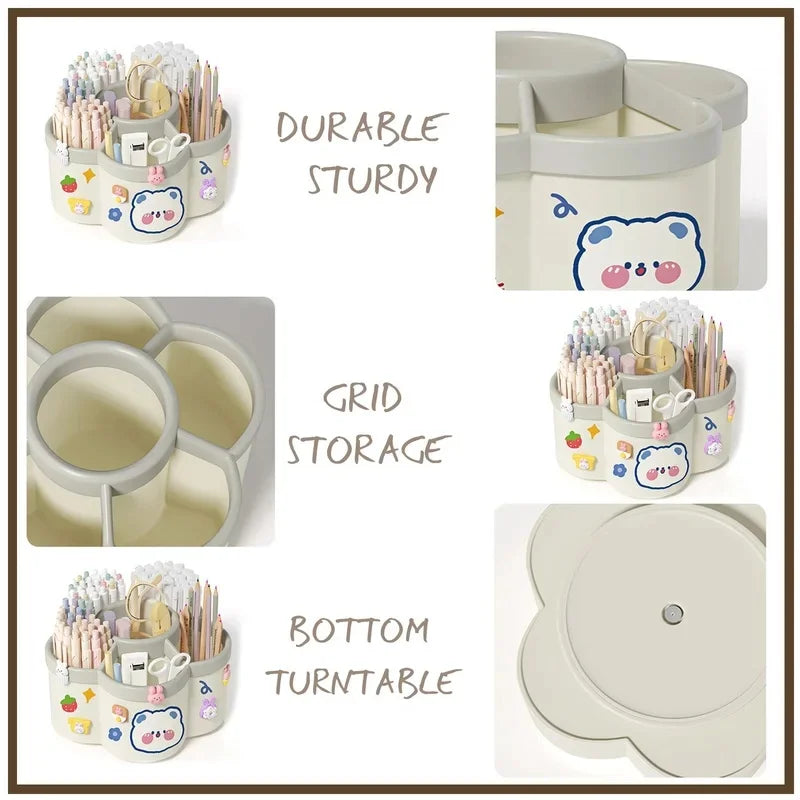 Rotating Desk Organiser – Large Pen & Makeup Holder