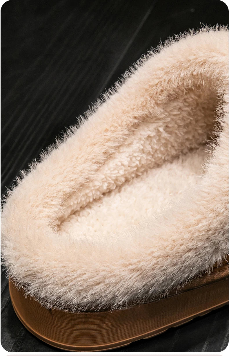 Fluffy Platform Slippers – Thick-Sole Warm Winter Slippers
