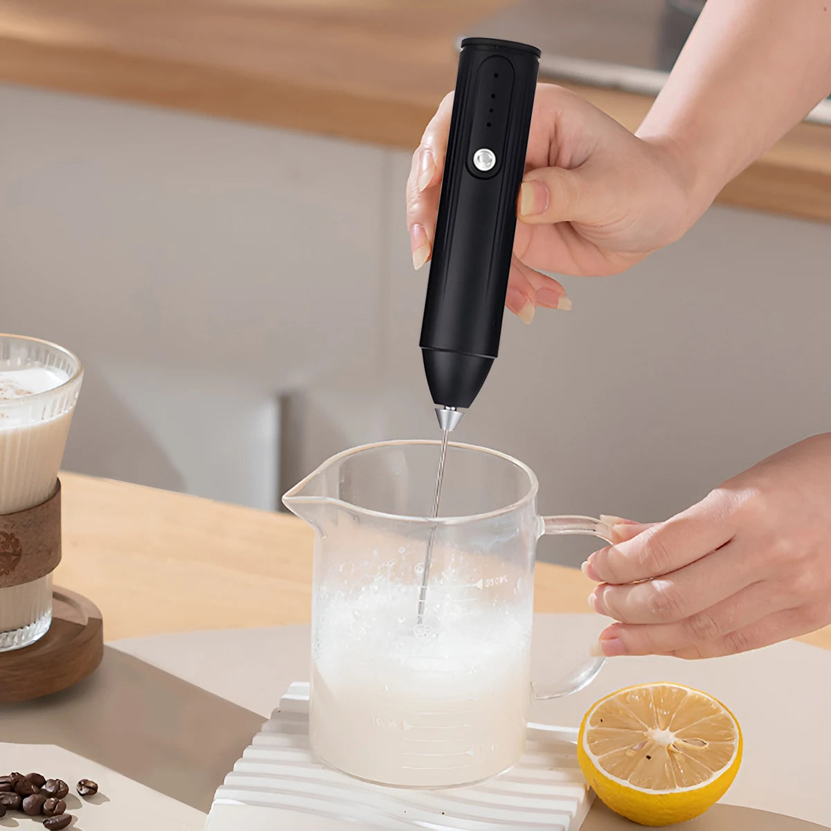 Rechargeable Milk Frother – 3-Speed Handheld Whisk
