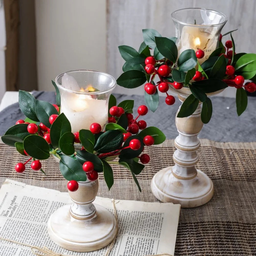 Christmas Candle Ring Wreath – Berry, Pinecone & Pine Table Centrepiece