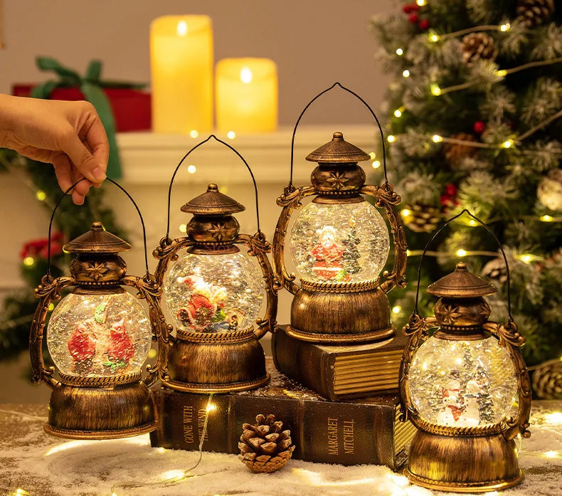 Christmas Snow Globe Lantern Music Box – Light-Up Musical Christmas Lantern, Festive Gift