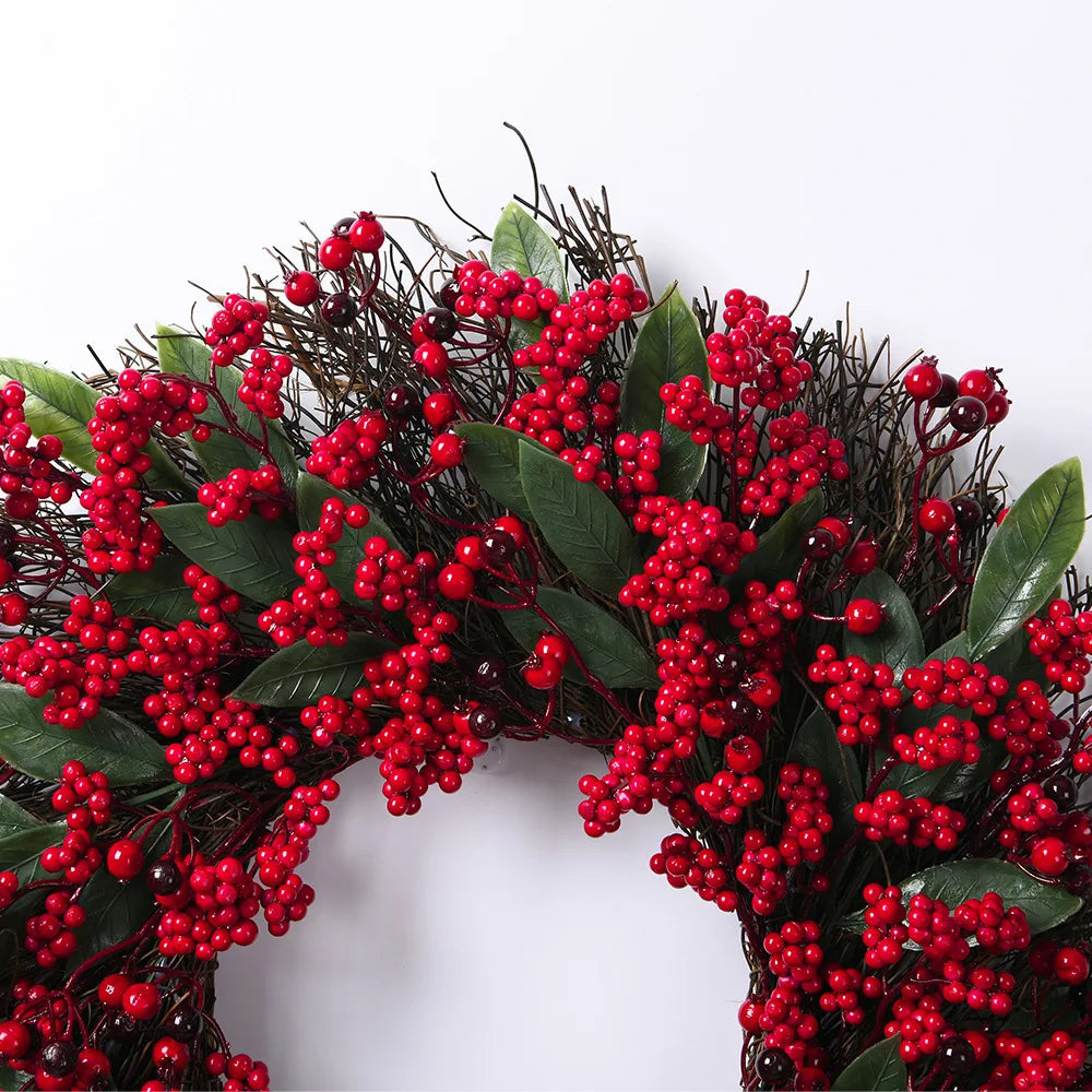 Handmade Christmas Wreath for Front Door – Red Berry, Cypress & Eucalyptus 45 cm