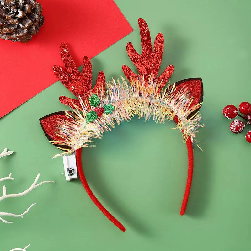 Light-Up Christmas Headband – LED Snowflake & Christmas Tree Headbands for Parties