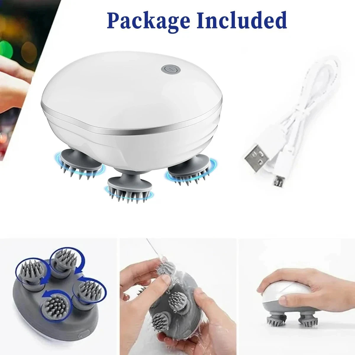 Electric Scalp Massager – Rechargeable Vibrating Head Massage Brush