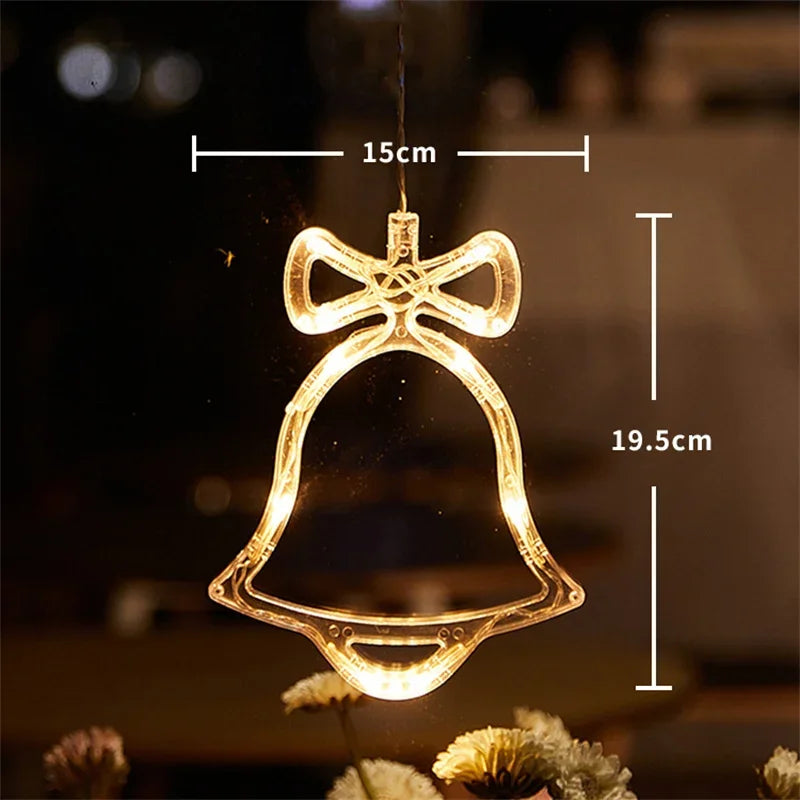 Battery LED Christmas Window Lights – Hanging Santa, Snowflake & Star Light Decorations
