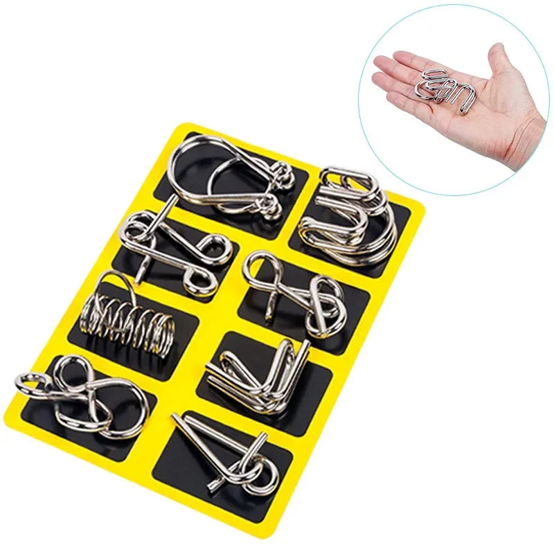 Metal Wire Puzzle Set – 8 Brain Teasers for Adults