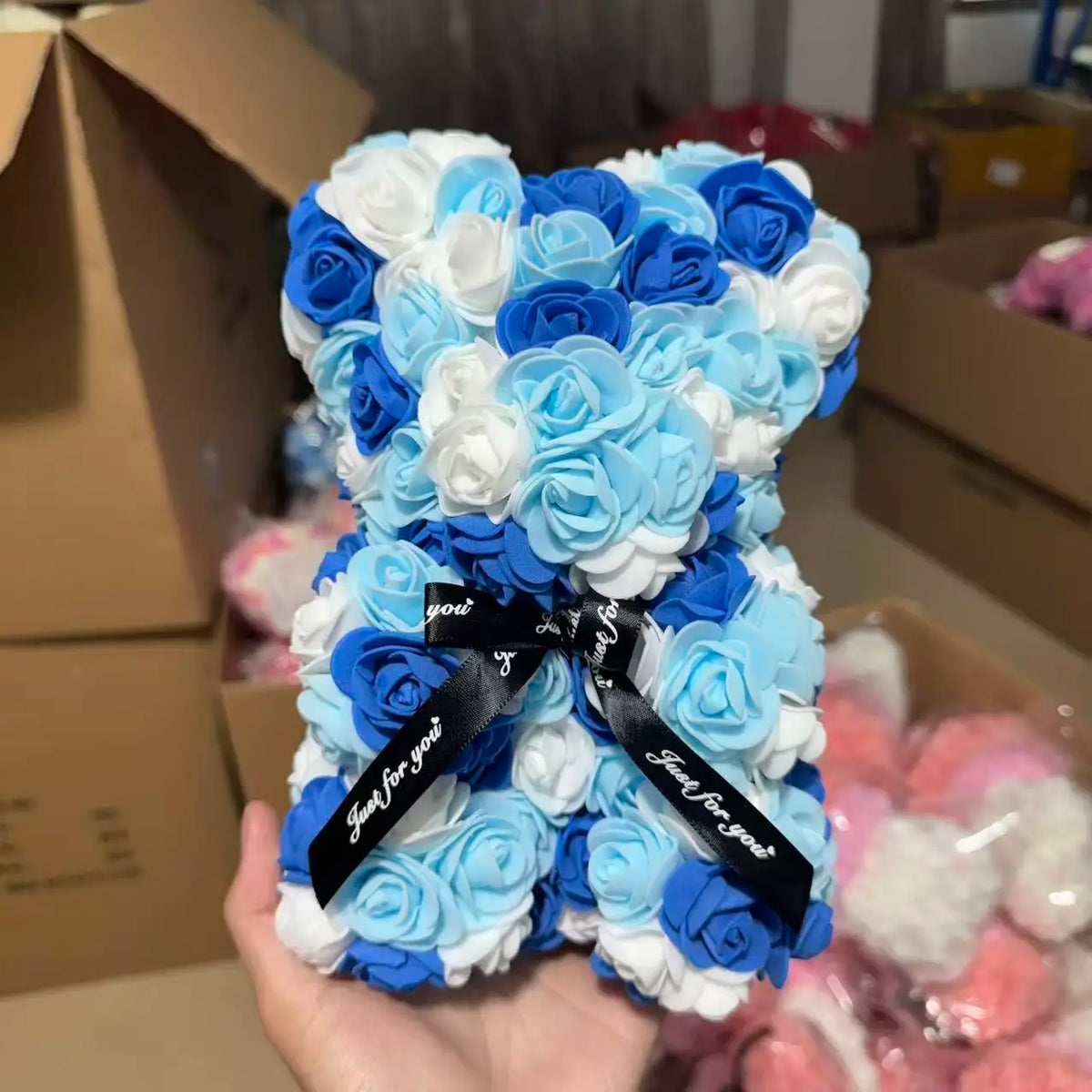 Rose Teddy Bear 25cm – Forever Rose Bear Gift for Her, With or Without Gift Box
