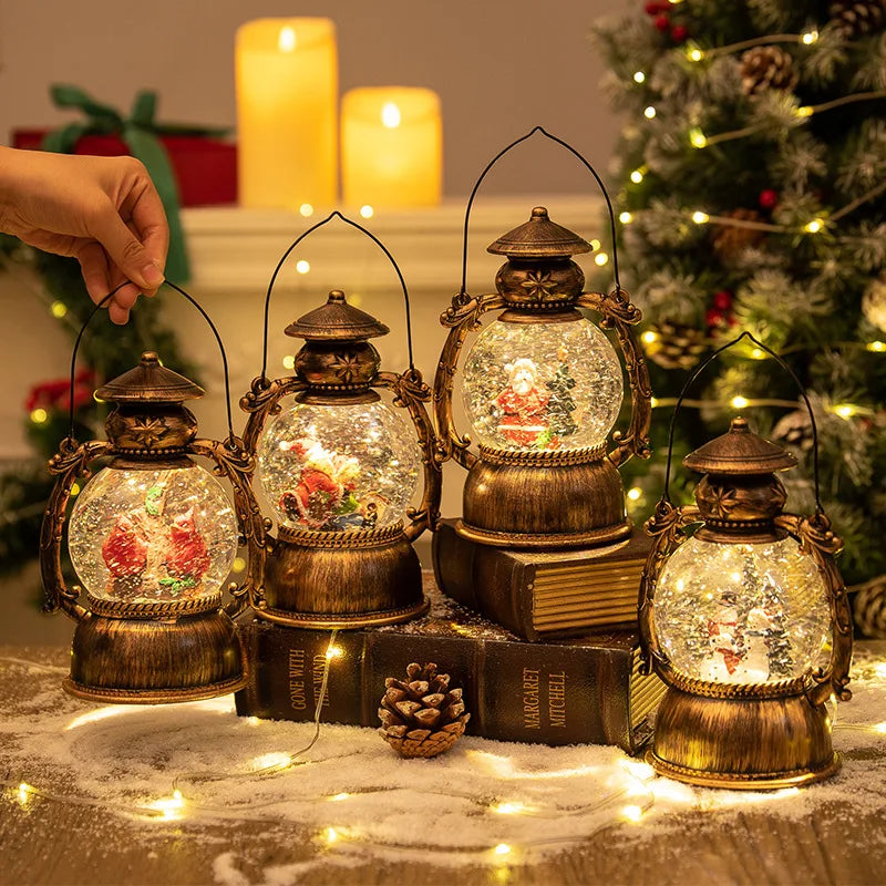 Light-up musical Christmas snow globe lantern