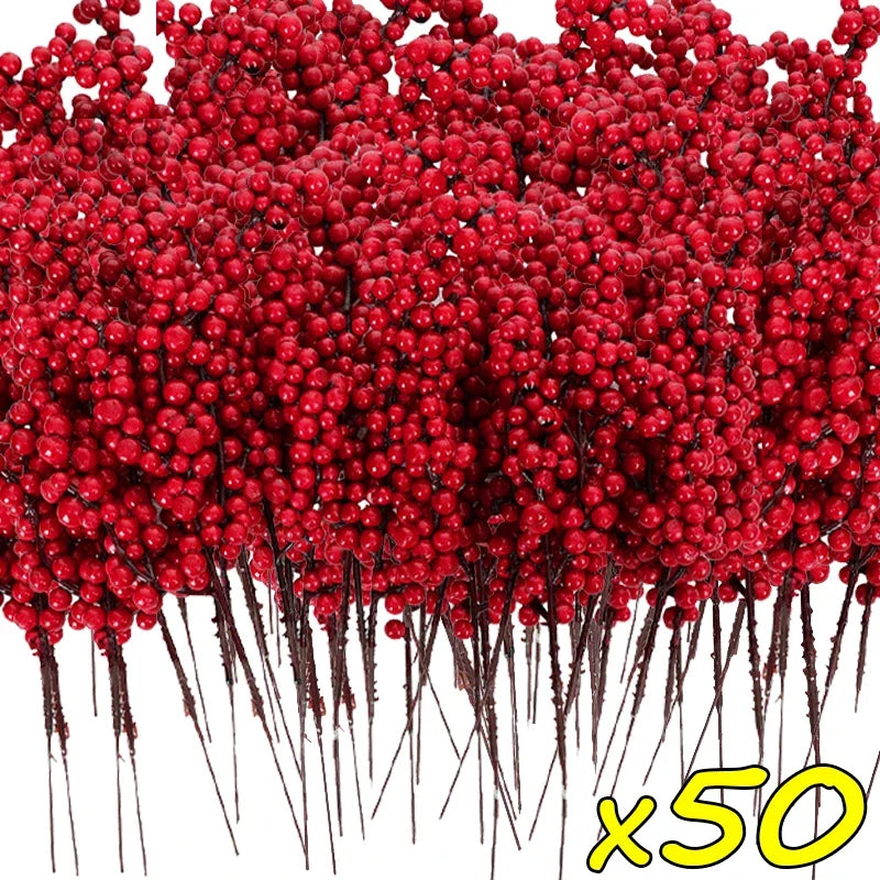 Red holly berry Christmas stems