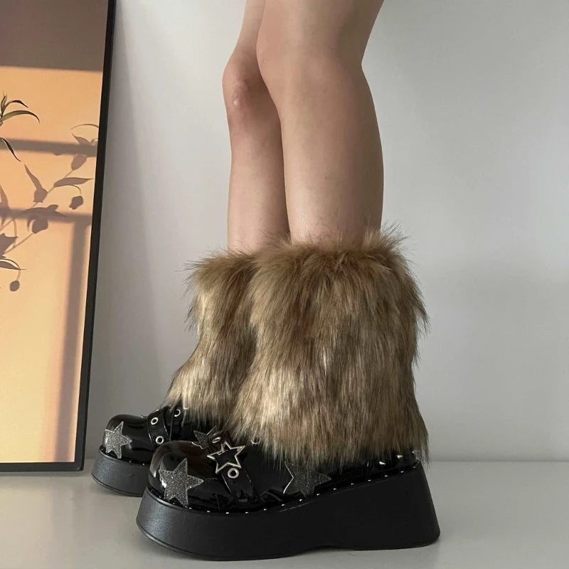 Faux fur leg warmer colours