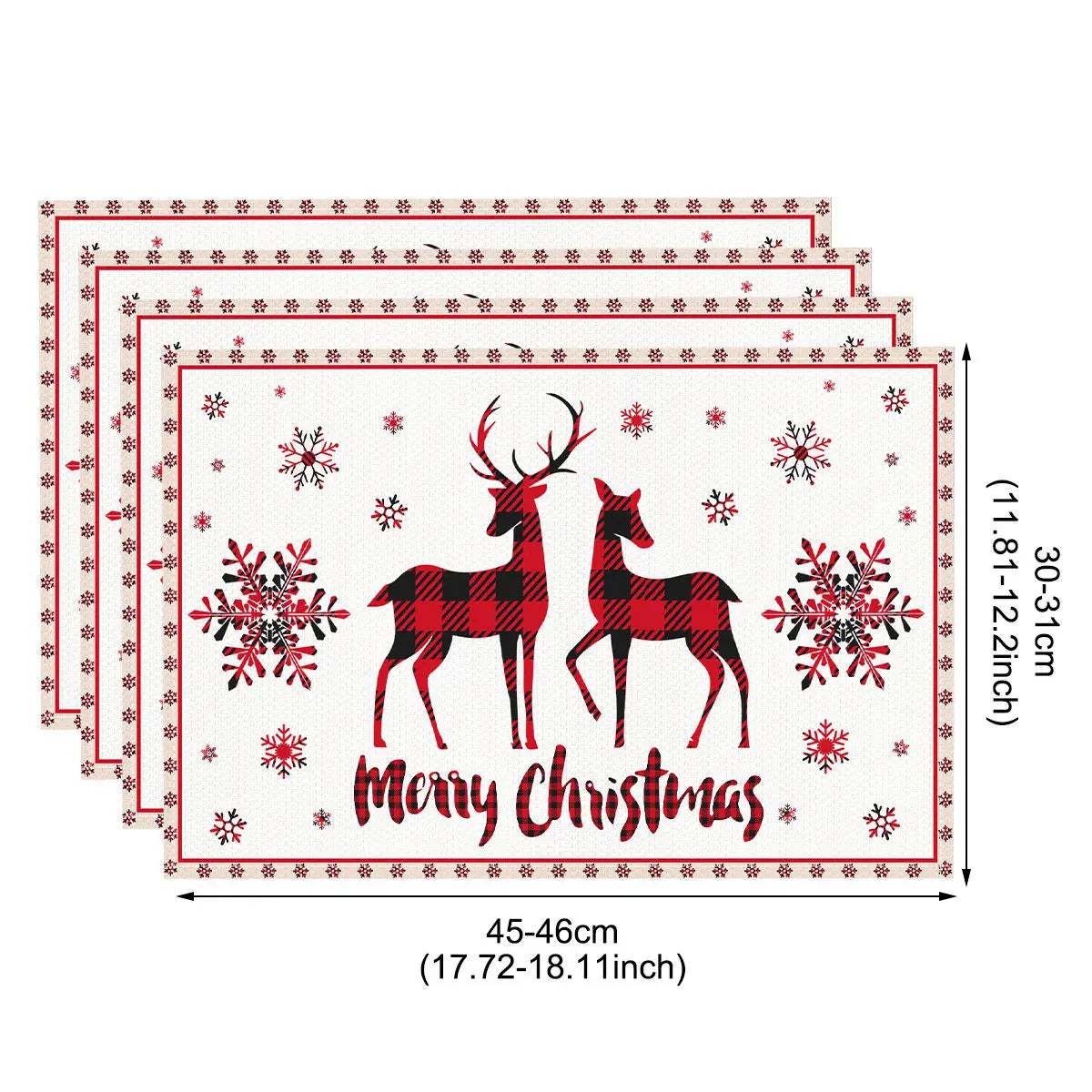 Linen Christmas Placemats – Santa & Festive Print Table Mats (1 or 4 Pack)