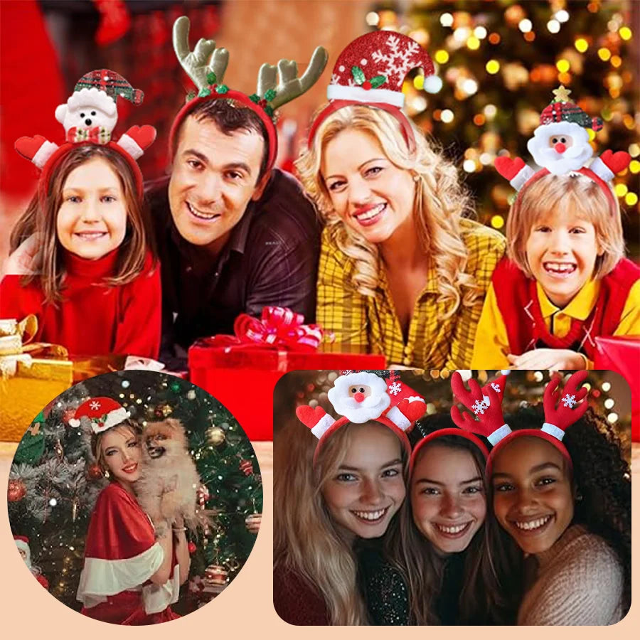 Christmas Headbands – Reindeer, Santa & Snowman Party Headbands (1 to 15 Pack)