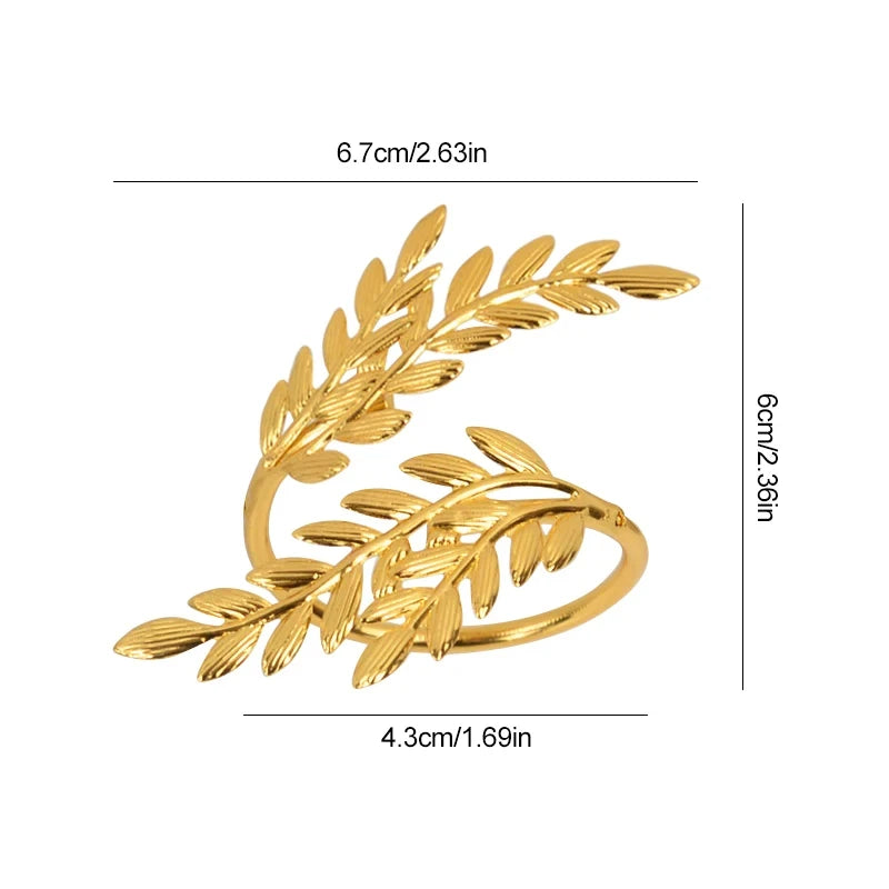 Gold Leaf Napkin Rings – Metal Napkin Holders for Christmas Table (1, 6 or 12)