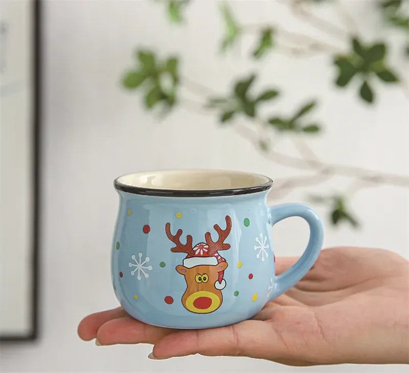 Mini Christmas Mug 150 ml – Cute Santa, Snowman & Reindeer Ceramic Cup