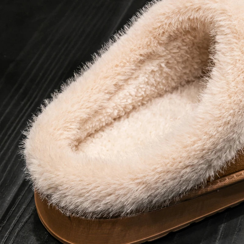 Fluffy Platform Slippers – Thick-Sole Warm Winter Slippers