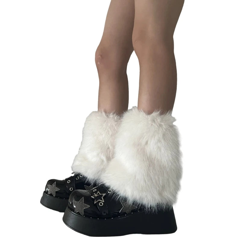 Faux Fur Leg Warmers – Fluffy Boot Covers (15 to 40 cm)