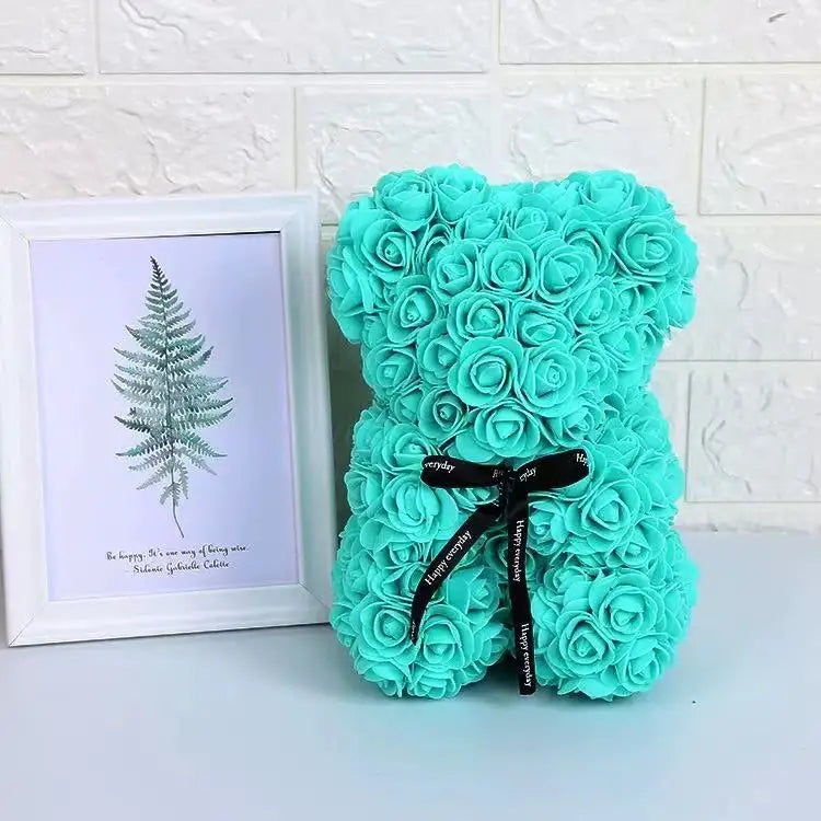 Rose Teddy Bear 25cm – Forever Rose Bear Gift for Her, With or Without Gift Box