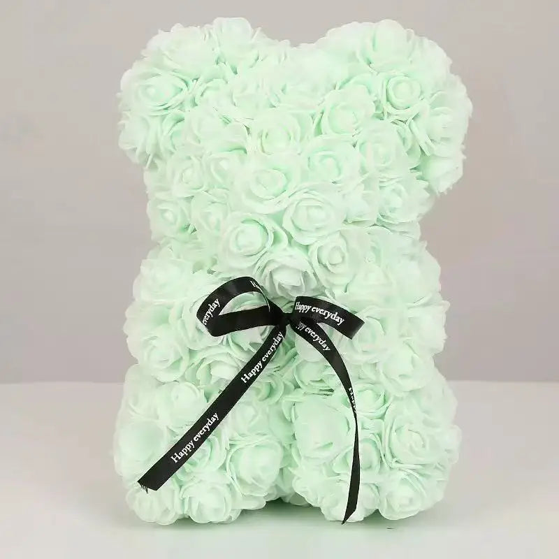 Rose Teddy Bear 25cm – Forever Rose Bear Gift for Her, With or Without Gift Box
