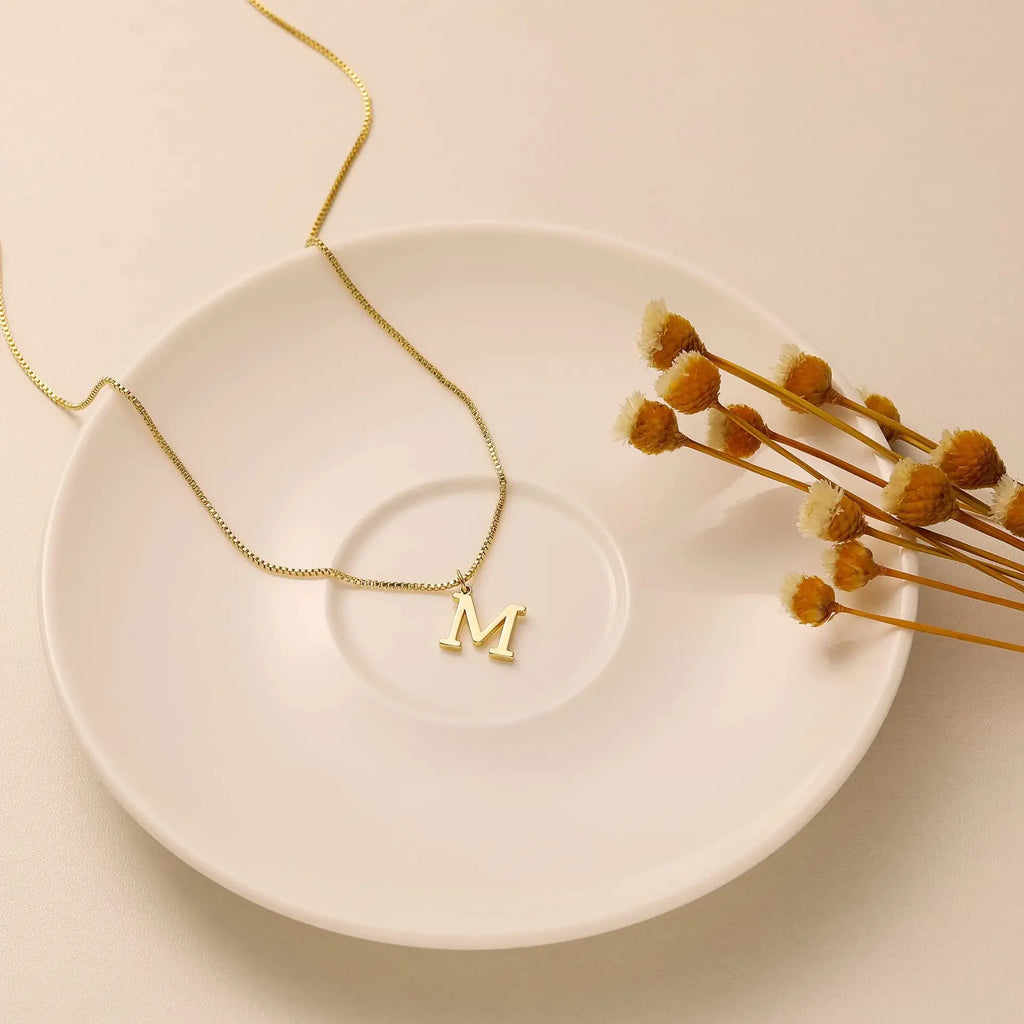 Gold-Tone Initial Necklace – A–Z Letter Pendant